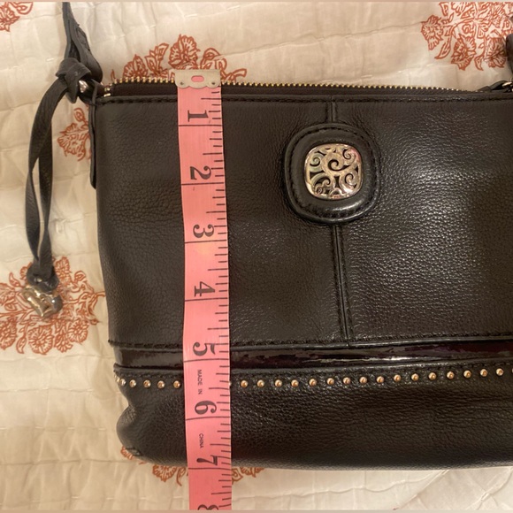 Crossbody Brighton black leather purse with silver accents - Picture 8 of 17